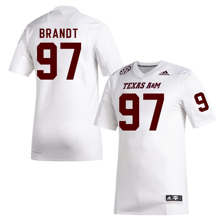Men #97 Leander Brandt Texas A&M Aggies College Football Jerseys Stitched Sale-White